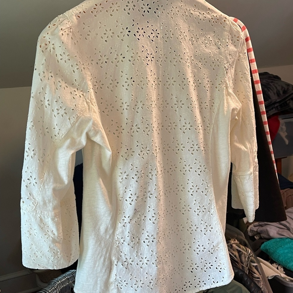 Anthropologie Fei Eyelet Shirt Size 2 - Picture 2 of 7